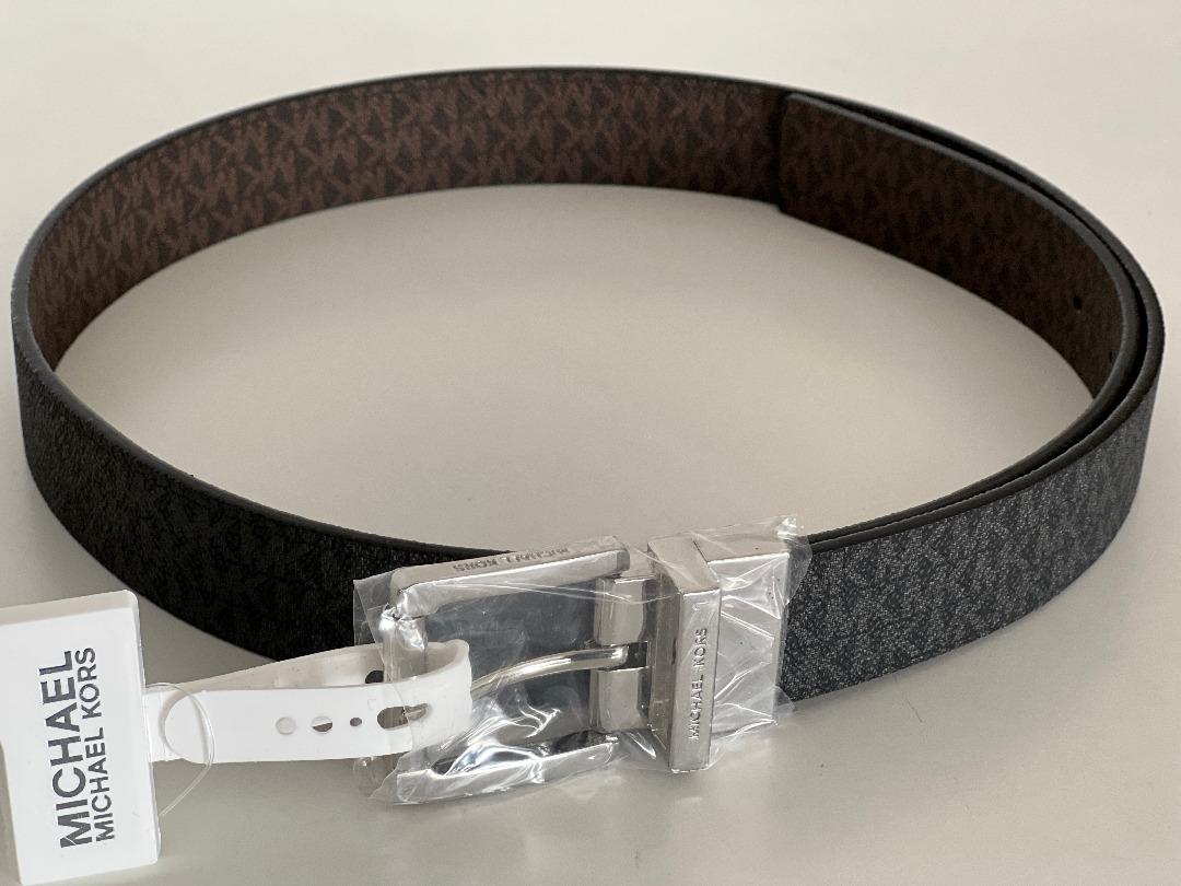 Michael Kors Brown to Black Reversible Mk Logo Synthetic Leather Belt 553793C