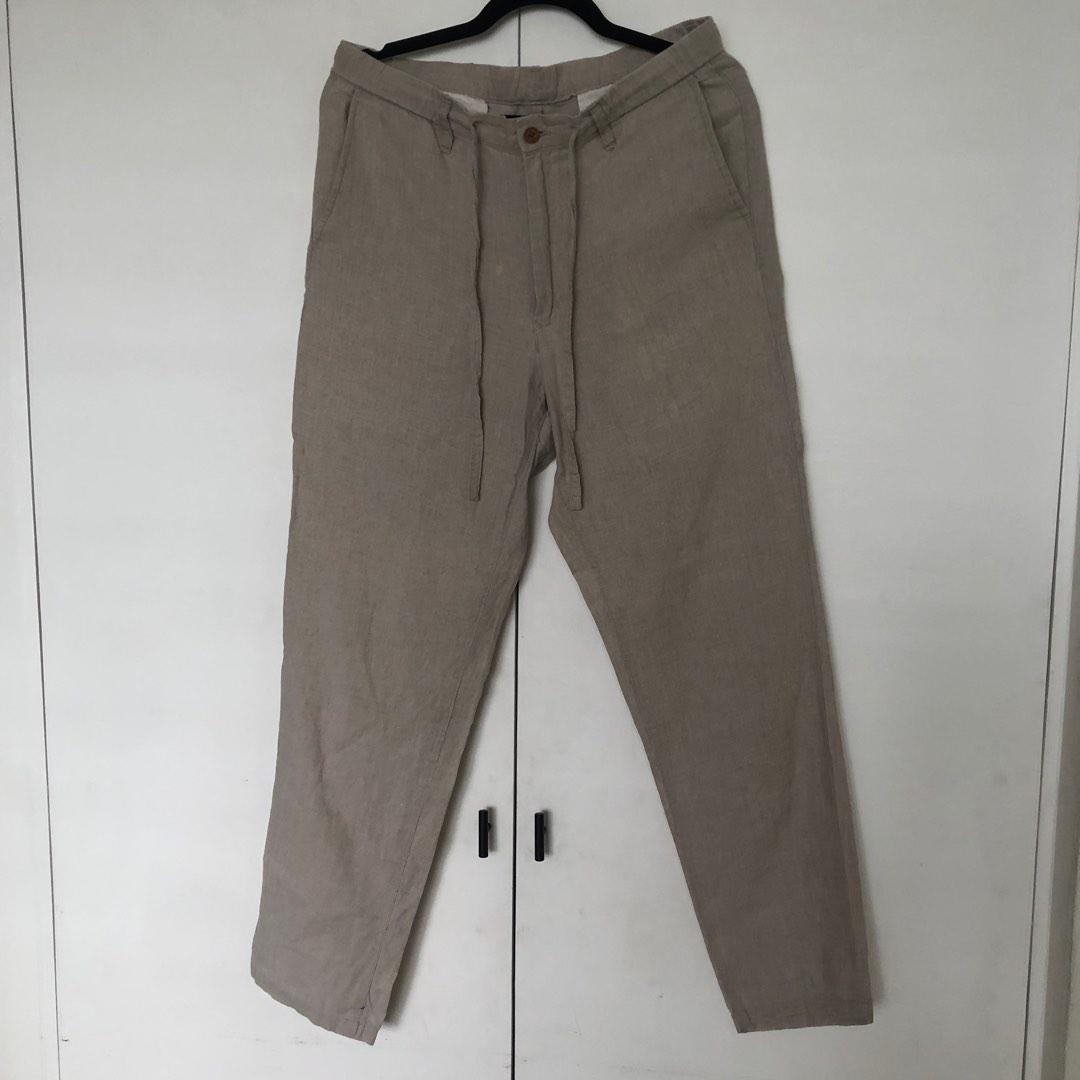 Muji Khaki Linen pants, Women's Fashion, Bottoms, Other Bottoms on Carousell