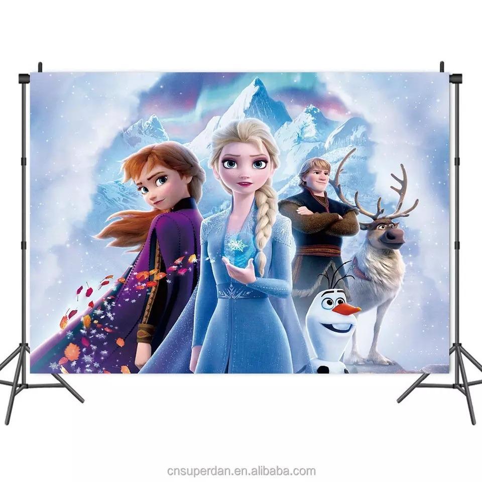 New Frozen Themed Photography Background Cloth Birthday Party Decorations,  Hobbies & Toys, Stationery & Craft, Occasions & Party Supplies on Carousell