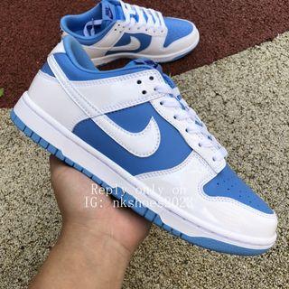 Nike Dunk Low white and blue low-top retro sneakers