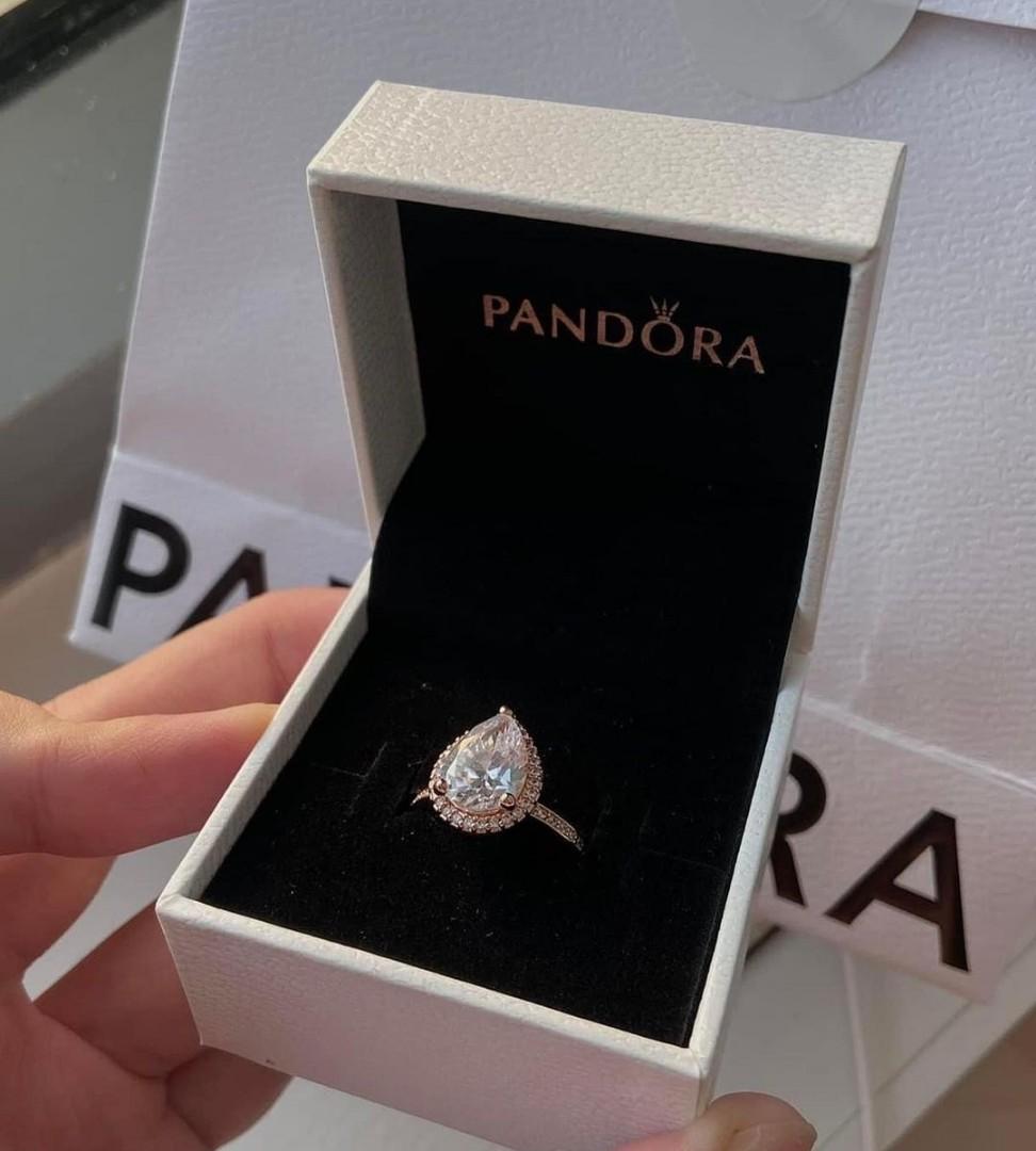 Pandora radiant teardrop ring rose gold deals