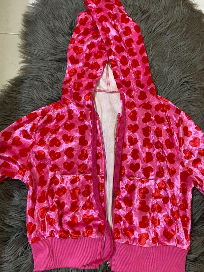 Pink jacket with sales red hearts