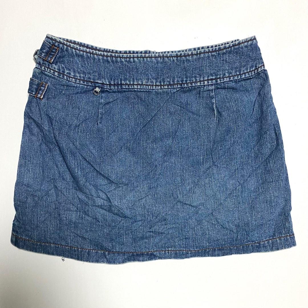 Freakins Denim Buckle Wrap Mini Skirt main image 0