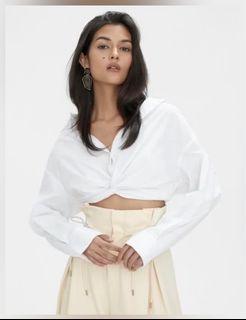 Pomelo Long Sleeve Twisted Detail Shirt - White