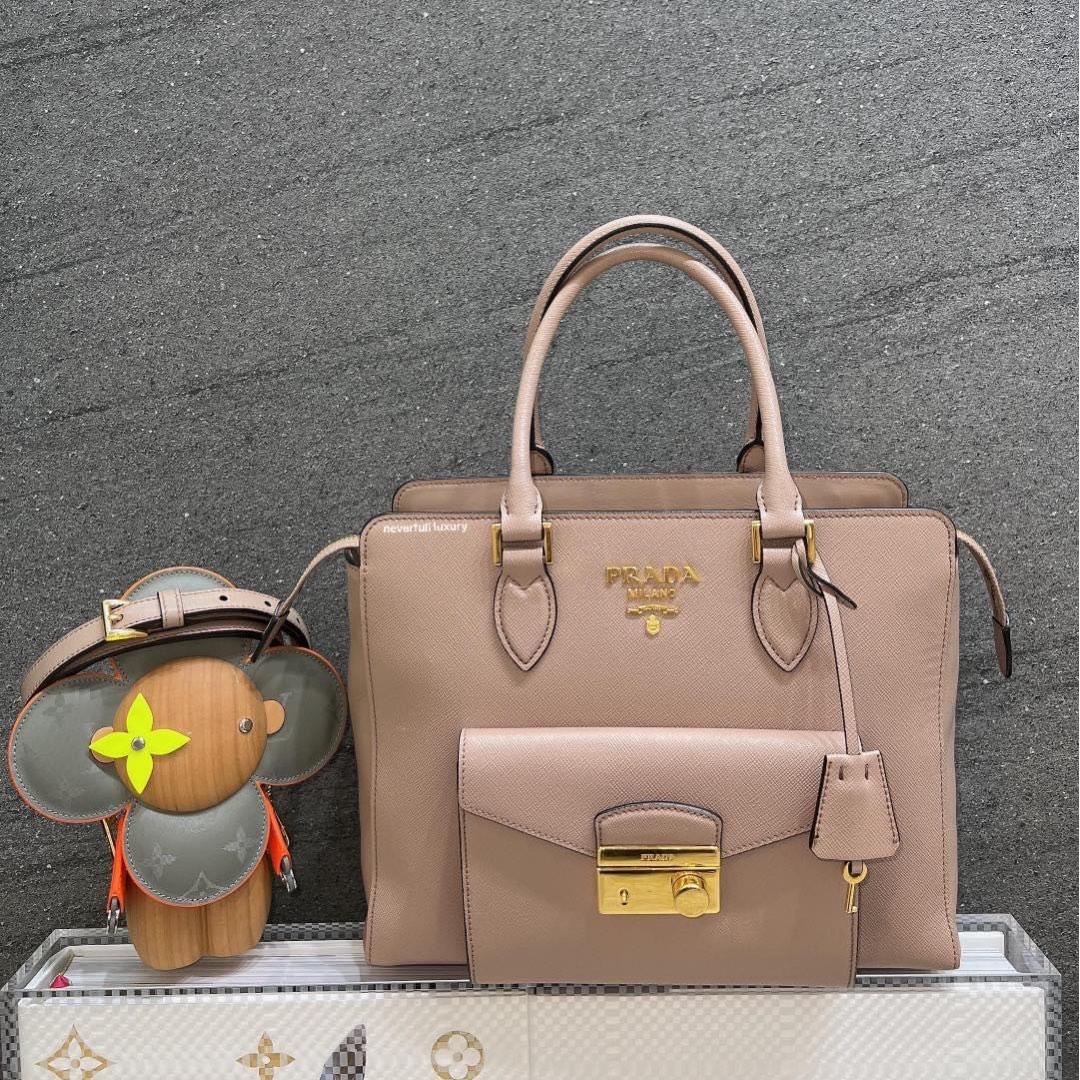 Prada Saffiano Chain Crossbody Bag Cipria, Luxury, Bags & Wallets on  Carousell