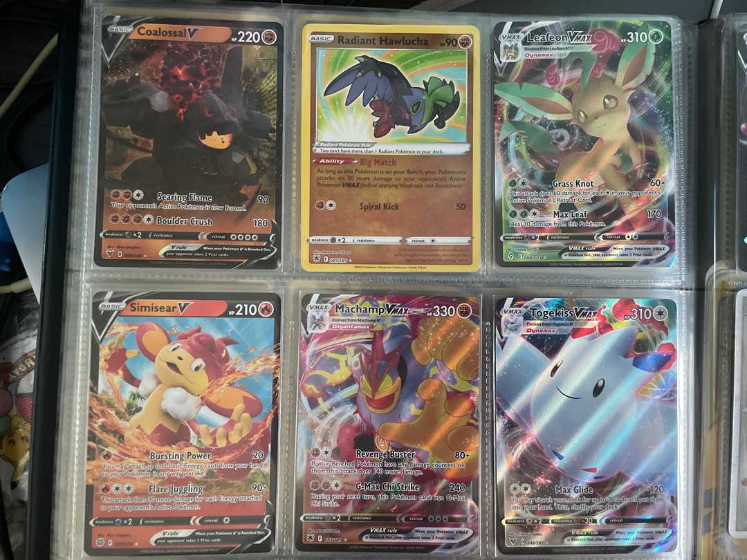 Vmax Simisear Radiant Hawlucha, Leafeon VMAX, Togekiss VMAX, Machamp VMAX, Simisear V ...