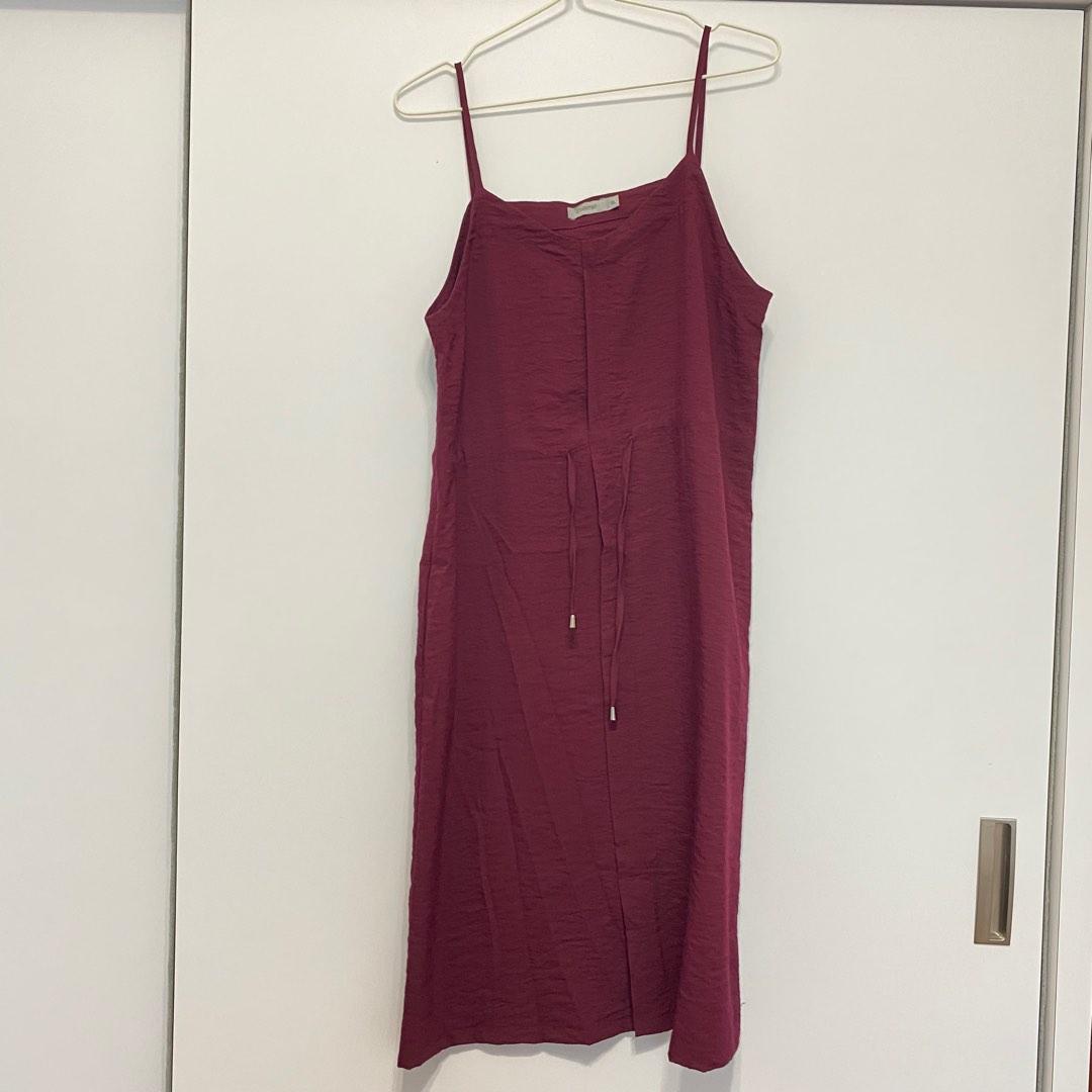 Maroon spaghetti shop strap dress