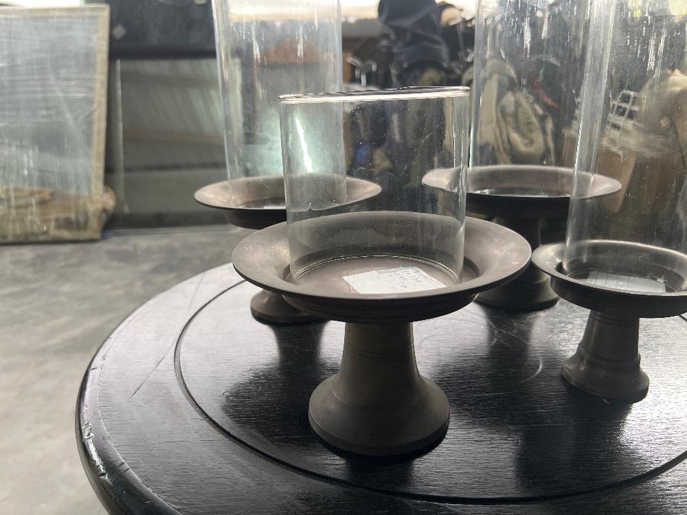 (S)Bronze Candle Holders with Glass / Pemegang Lilin Gangsa dengan Kaca
