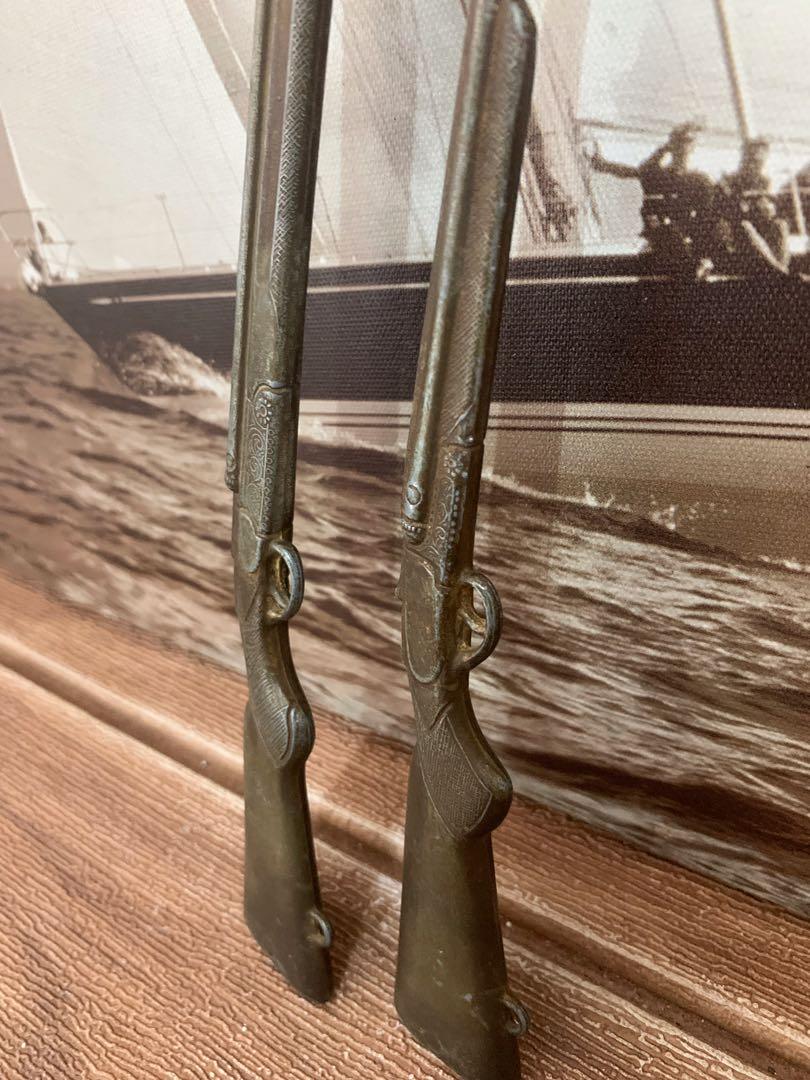 Set of 2 Vintage Model Single barrel solid brass rifle, Not real,Desk collectable item, Hobbies