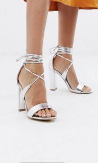 Silver Ankle Tie Sandals 銀色涼鞋