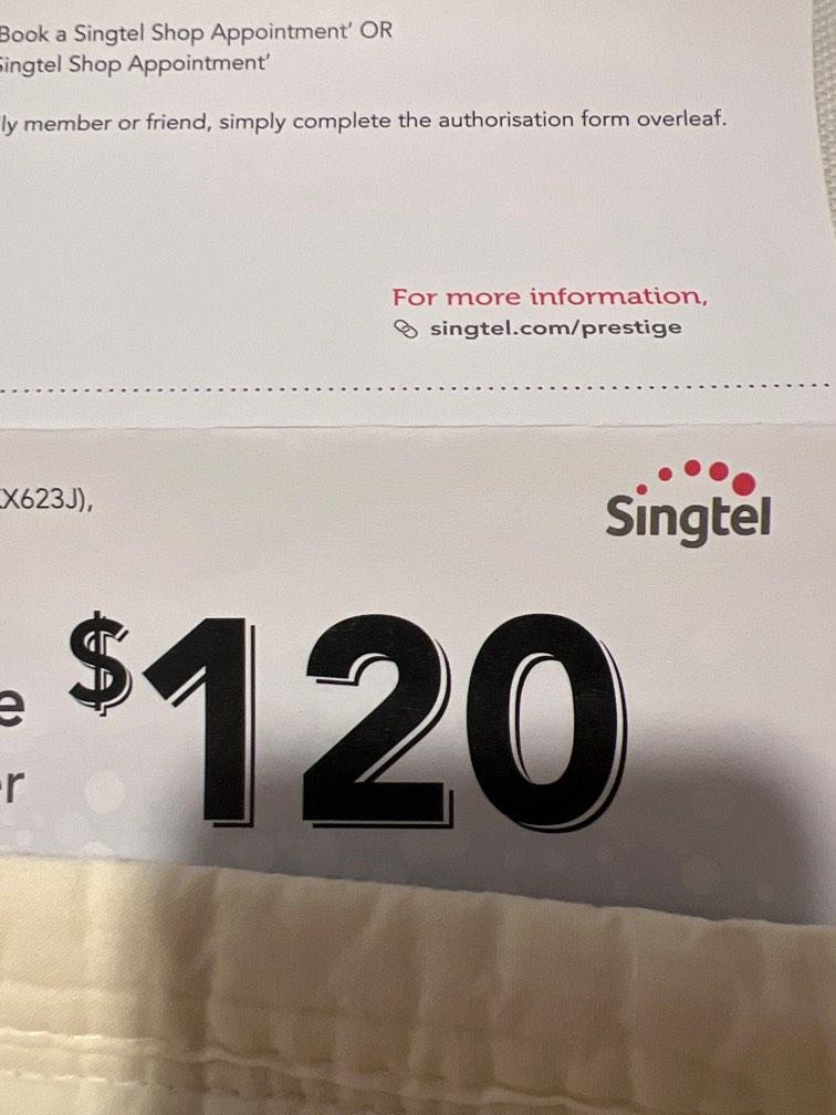 Singtel 120 prestige voucher, Tickets & Vouchers, Store Credits on