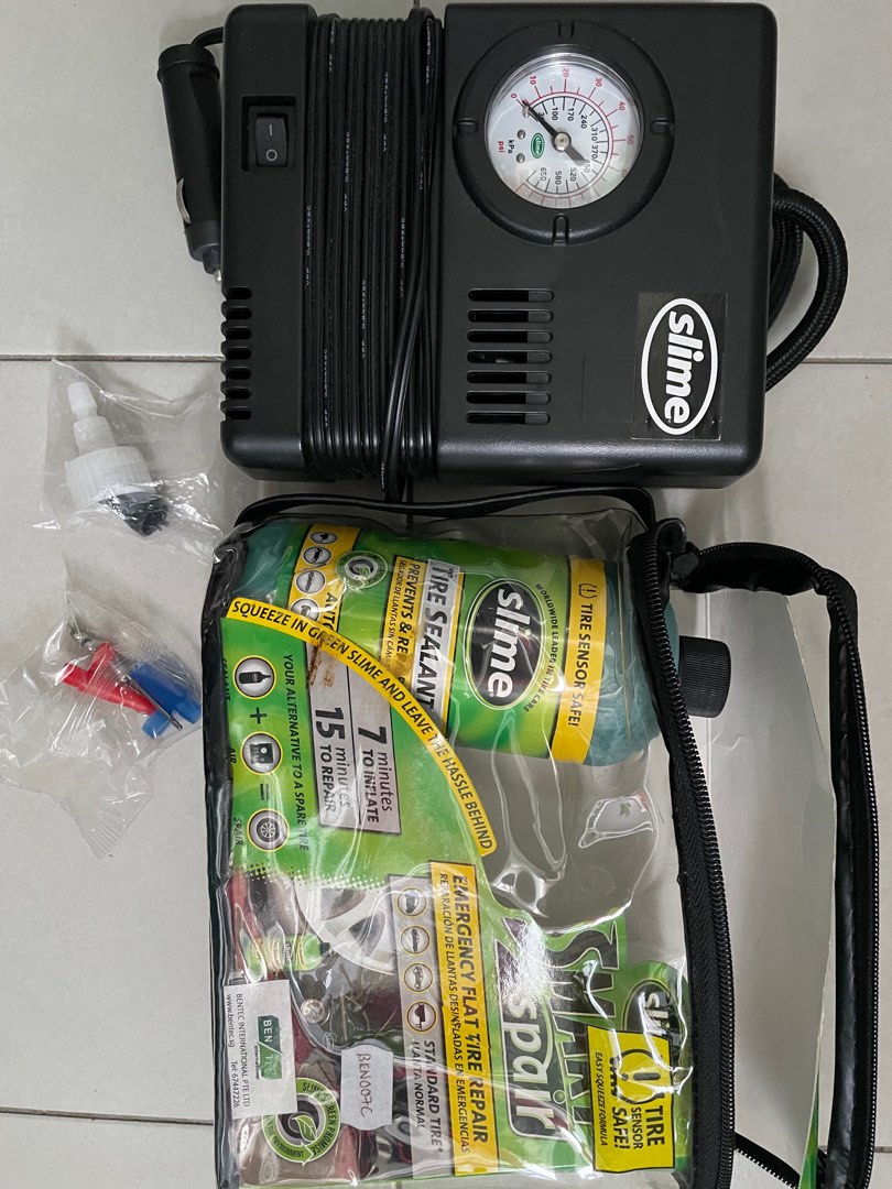 Slime Tyre Repair Puncture Kit Air Inflate Pump, Car Accessories, Tyres