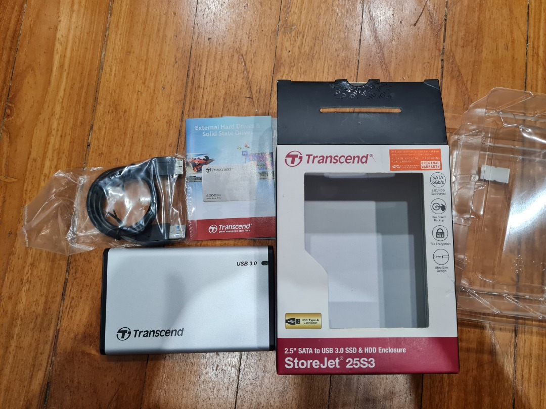Transcend TS0GSJ25S3 USB 3.0 HDD/SSD Enclosure, Computers & Tech, Parts ...