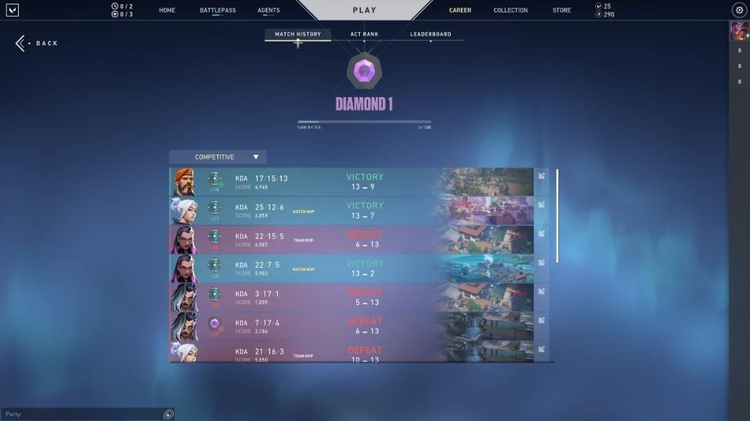 Valorant: Diamond Rank (Episode 5, Act 1) Account , 電子遊戲, 電子遊戲, 其他 ...