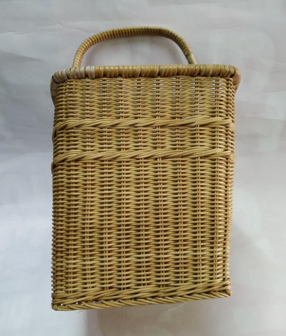 Vintage 1970s Wet Market Pasat Wicker Rattan Grocery Basket, Hobbies
