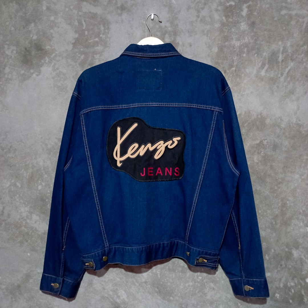 Vintage Kenzo Jeans Trucker Jacket, Fesyen Pria, Pakaian , Baju Luaran