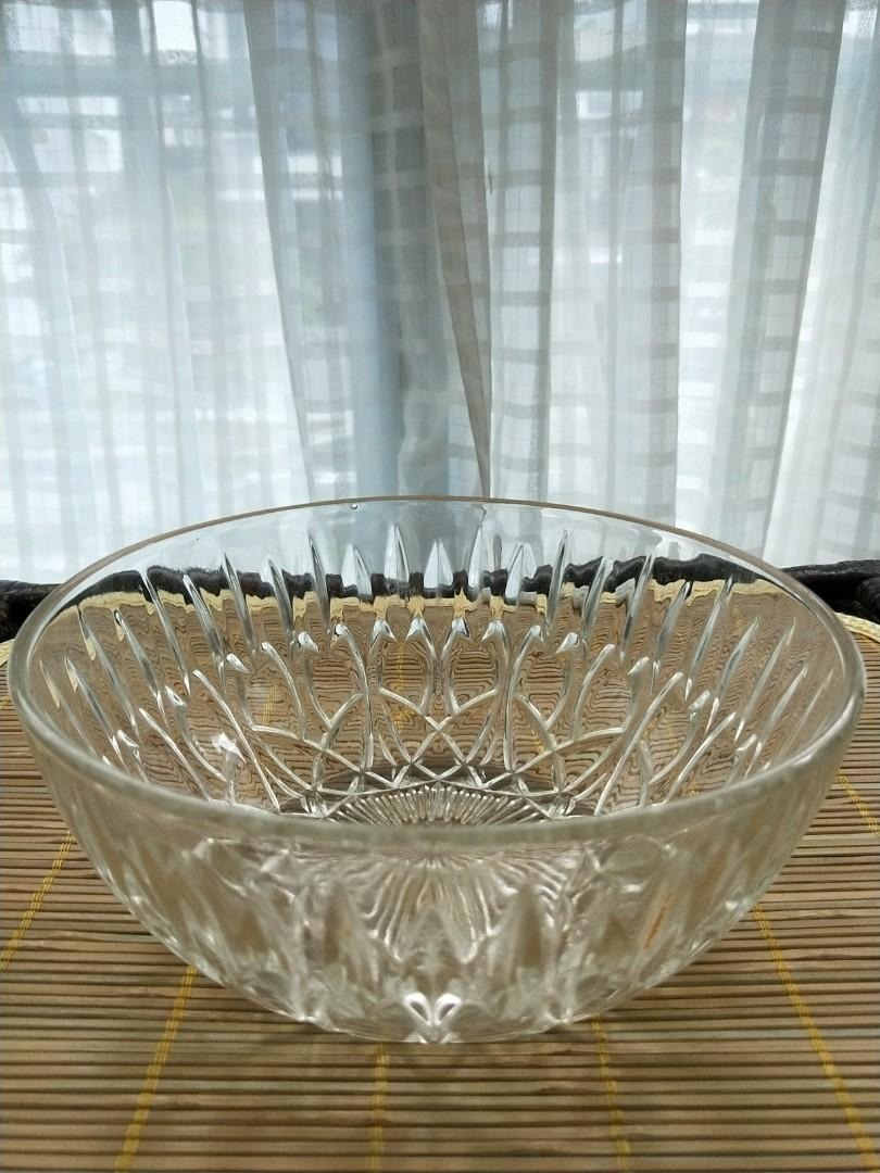Vintage Large Patterned Glass Bowl, Furniture & Home Living