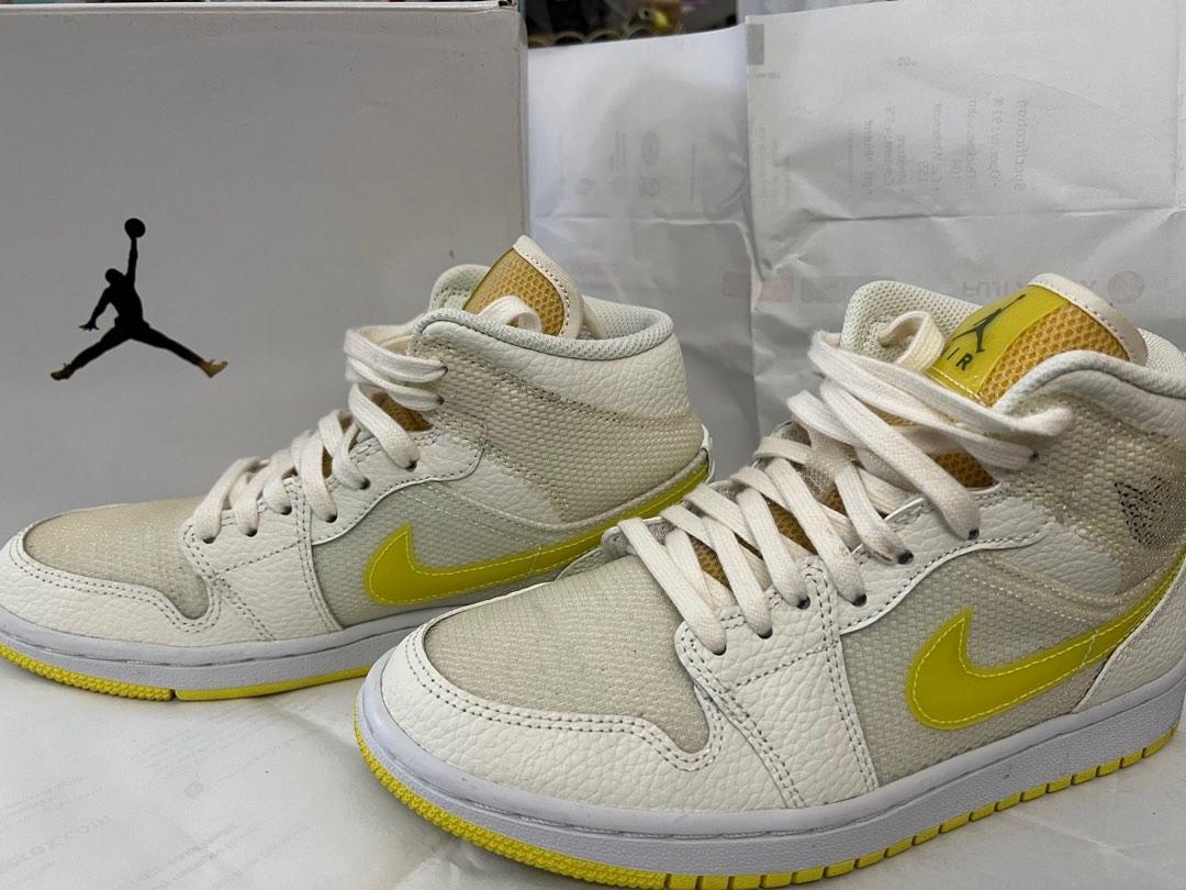 Womens Air Jordan 1 MID SE white blanc yellow size 7 24cm 7 8 Carousell