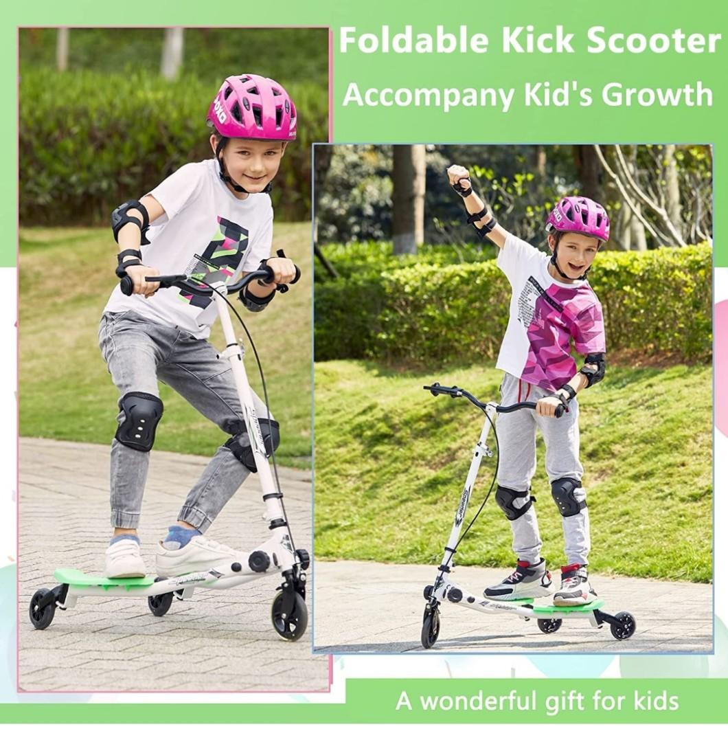 WOOKRAYS Swing Scooter 3 Wheels Foldable Wiggle Scooter Tri
