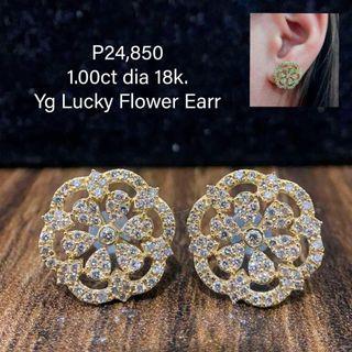 YG 1CT lucky Flower Earr