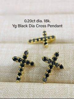 0.20 Carat Natural Diamond in 18K YG/WG Black Dia Cross Pendant