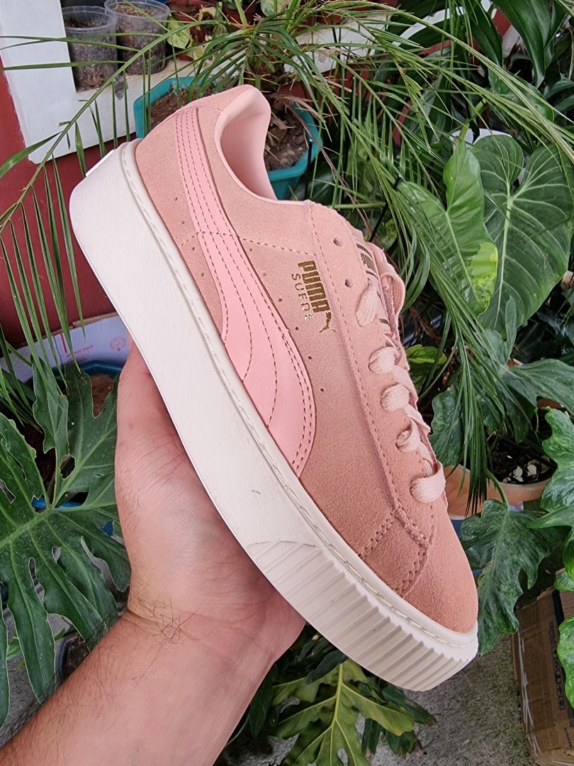 100 ORIGINAL Puma Suede Platform Core Coral Pink Women s Size