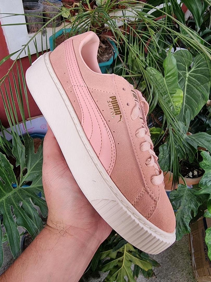 Puma pink shoes suede clearance