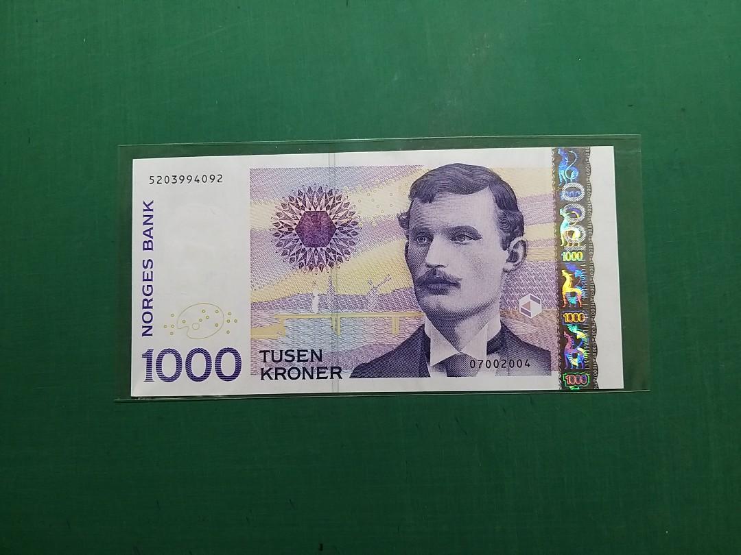 2004年(歐洲)挪威1000克朗5203994092(愛德華·孟克-畫作「太陽)全新直版UNC級, 興趣及遊戲, 收藏品及紀念品, 錢幣-  Carousell