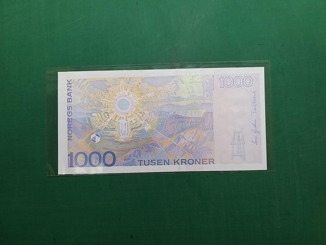 2004年(歐洲)挪威1000克朗5203994092(愛德華·孟克-畫作「太陽)全新直版UNC級, 興趣及遊戲, 收藏品及紀念品, 錢幣-  Carousell