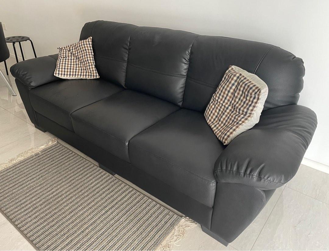 3 Seater Leather Sofa, Furniture & Home Living, Furniture, Sofas on