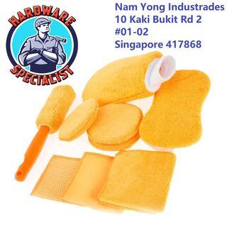 9 Pieces Car Cleaning Kit / Microfiber Cloth / Waxing Sponge