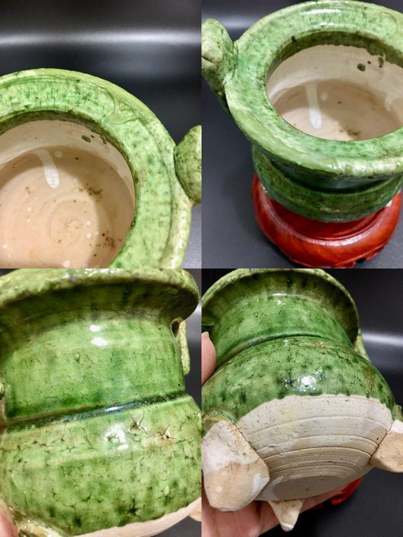 遼金時期-扒村窯-綠釉-衝天耳三足香爐/琴爐, 興趣及遊戲, 收藏品及 