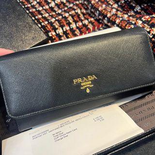 authentic prada long wallet, limited edition, c/w receipt, black + white