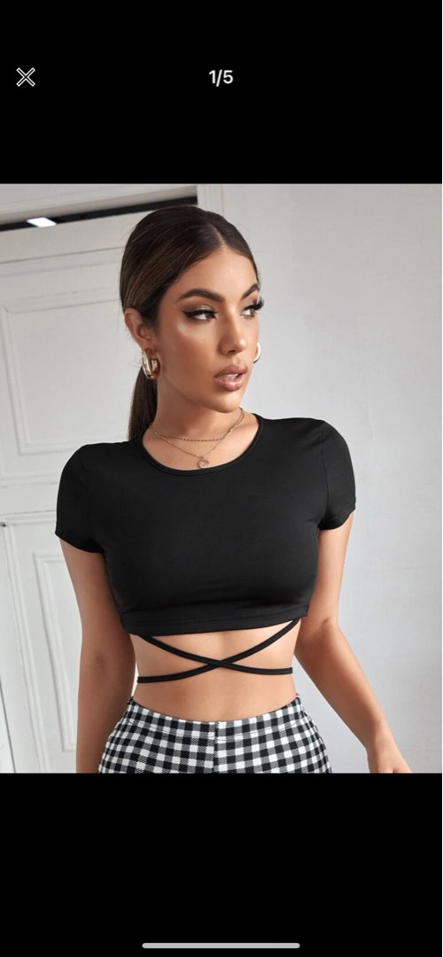 Black criss cross top with skirt