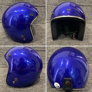 Blue open face helmet
