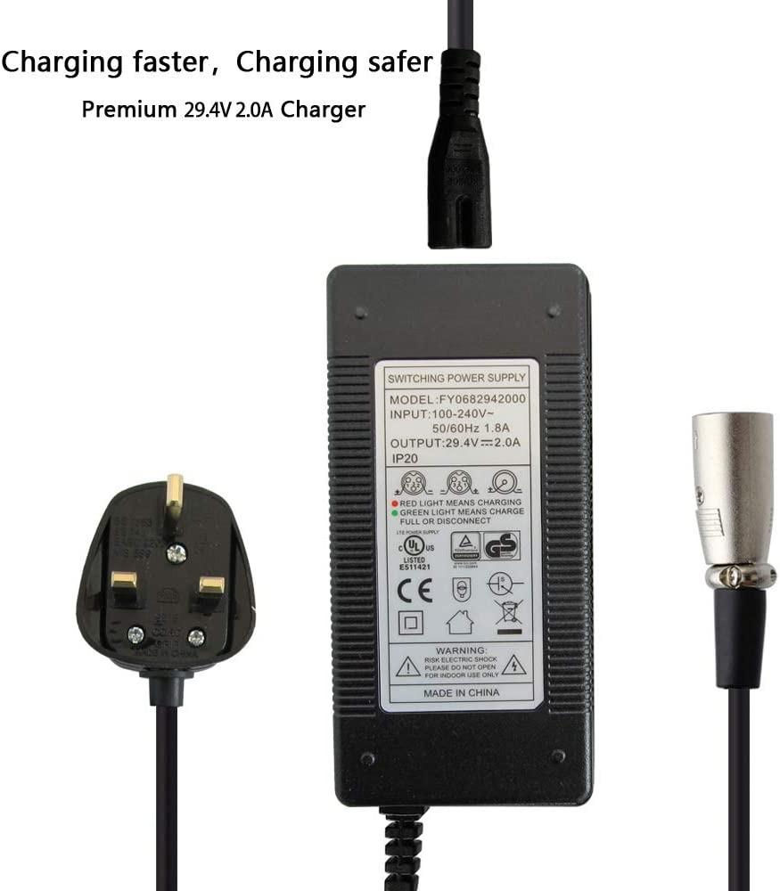 BNIB] Aunstarwei (FY0682942000) Mobility Lithium Battery Charger, 29.4V/2A/58.8W,  Quality Mobility Wheelchair & e-Scooter Lithium Battery Charger, Power  Adapters Male 3-Pin XLR Connector [3 Pin Plug] (6), Sports Equipment, PMDs,  E-Scooters & E-Bikes