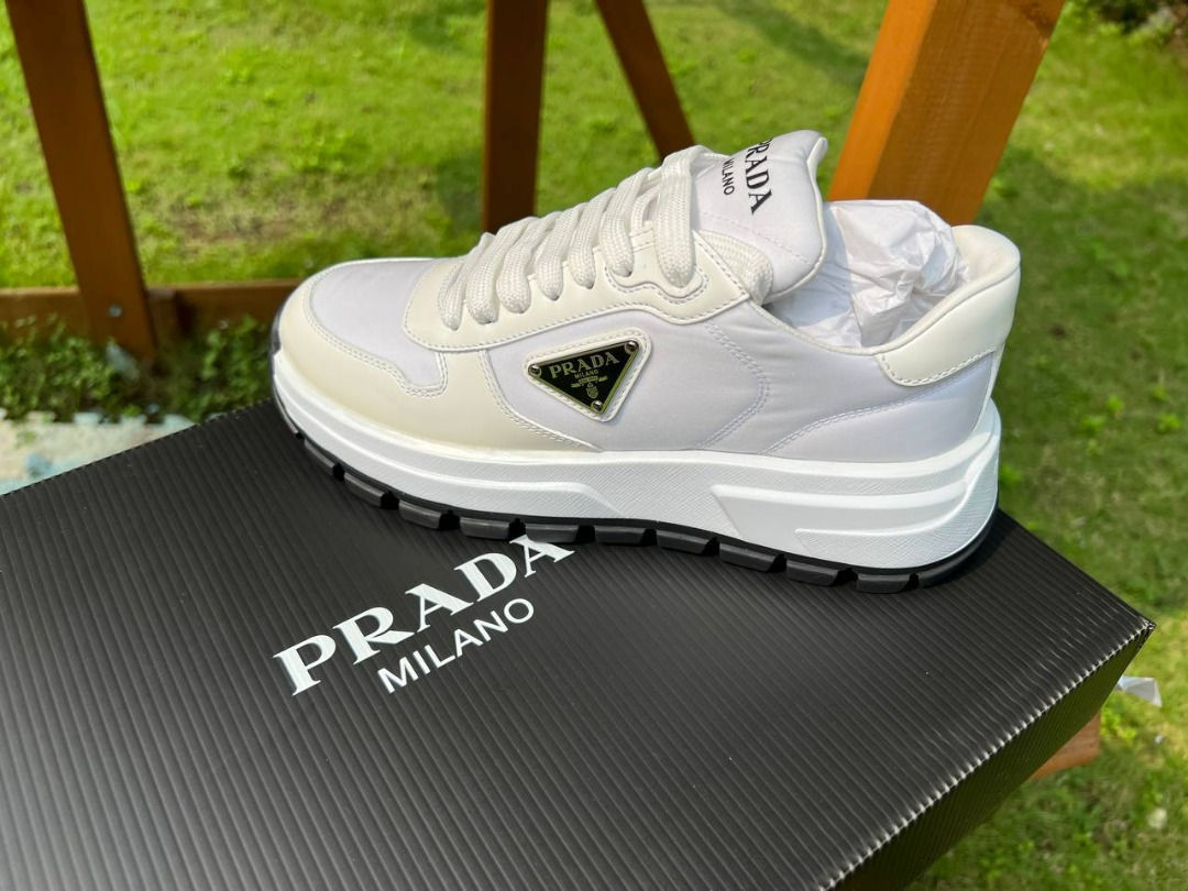 Brand New PRADA Prax 01 Leather-trim Gabardine Sneakers, Women's Fashion,  Footwear, Sneakers on Carousell