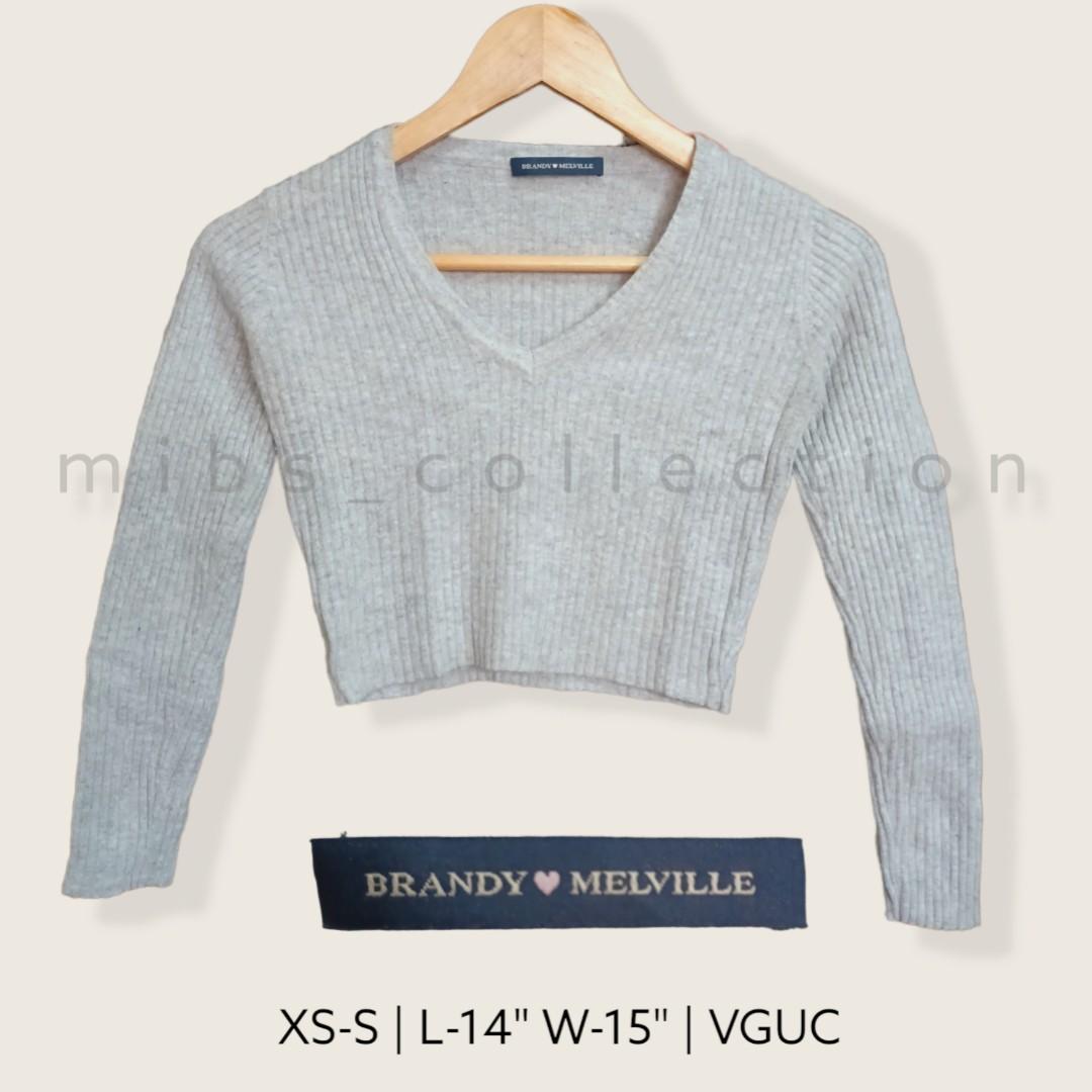 V neck knit sweater brandy melville, Women's Fashion, Tops, Longsleeves on  Carousell