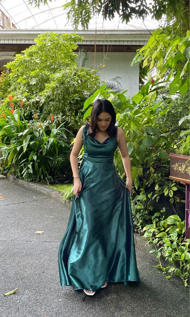 Emerald green silk bridesmaid on sale dress