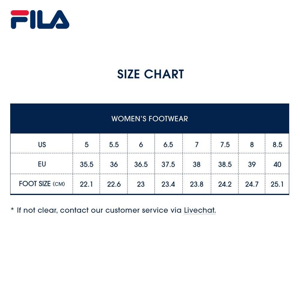 Fila sandals hotsell size chart