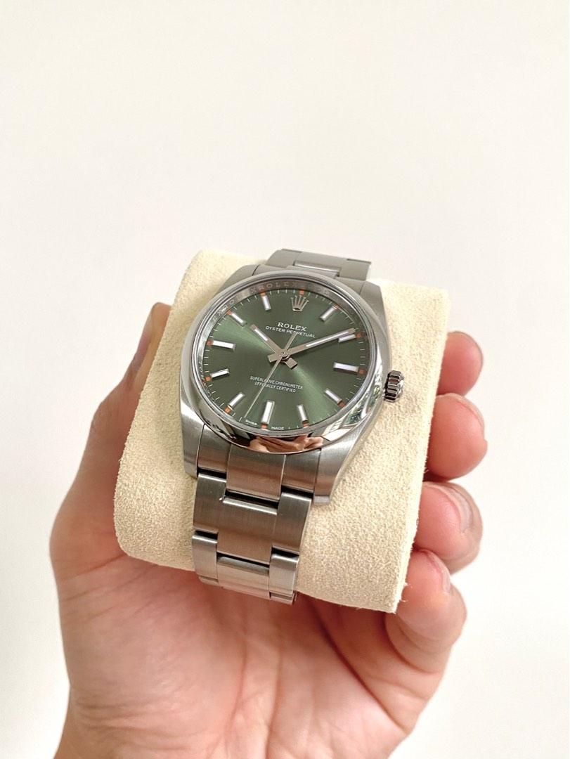 Oyster perpetual 34 olive green hot sale