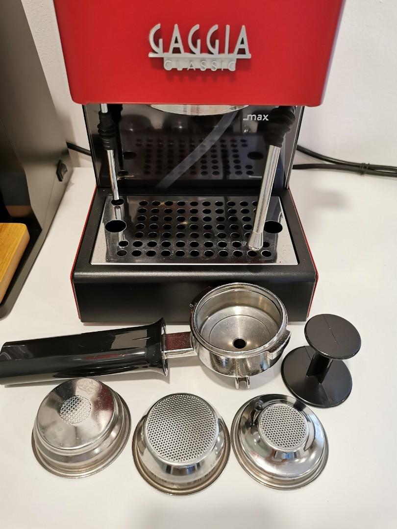 Gaggia Classic Pro with more accessories red espresso coffee 