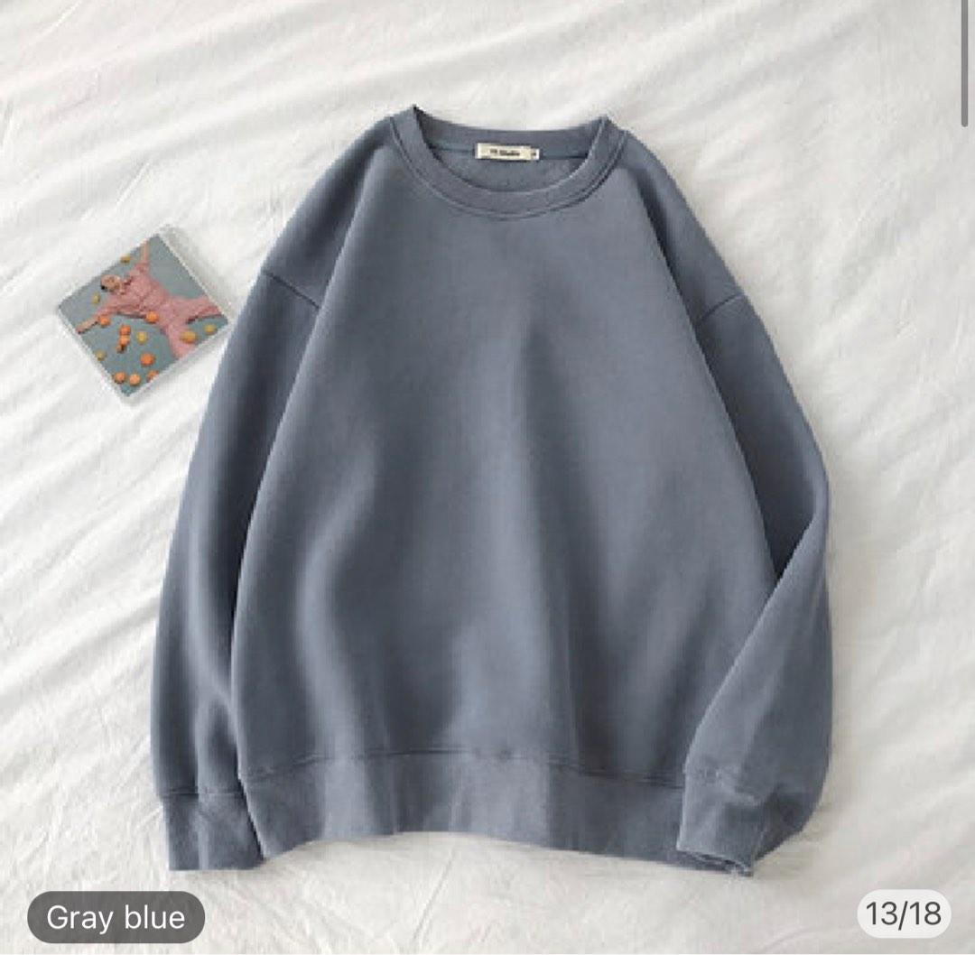 Gray top blue sweater