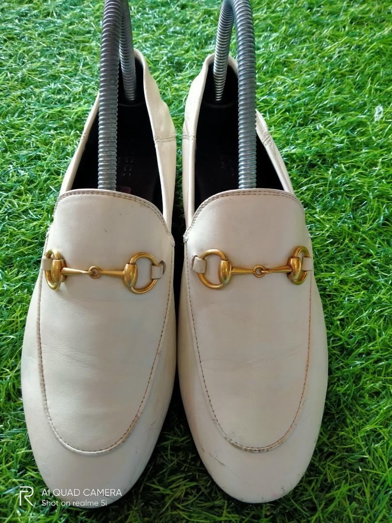 GUCCI BRIXTON WHITE LEATHER ORIGINAL PRELOVED LOAFERS