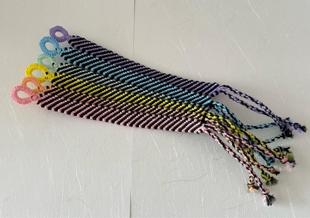 Handmade Striped Friendship Bracelets Black Rainbow series