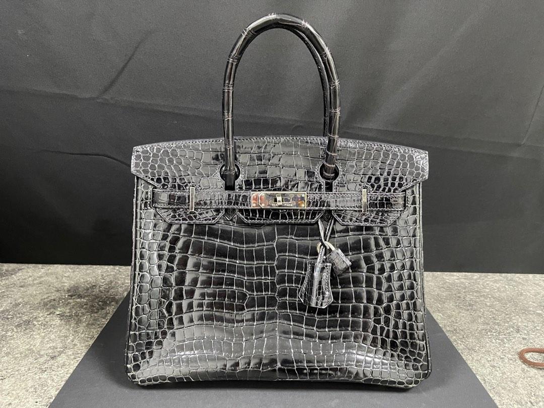 Birkin 25 crocodile handbag Hermès Grey in Crocodile - 32526125