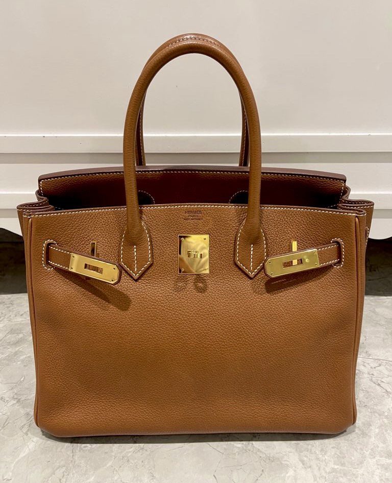 Hermes Birkin 30 Fauve Barenia Faubourg Gold Hardware #D