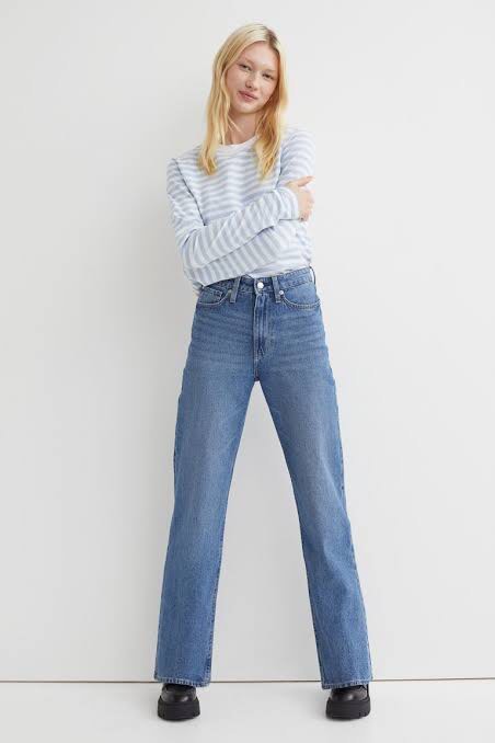 H M straight high waist jeans pants Women s Fashion Bottoms