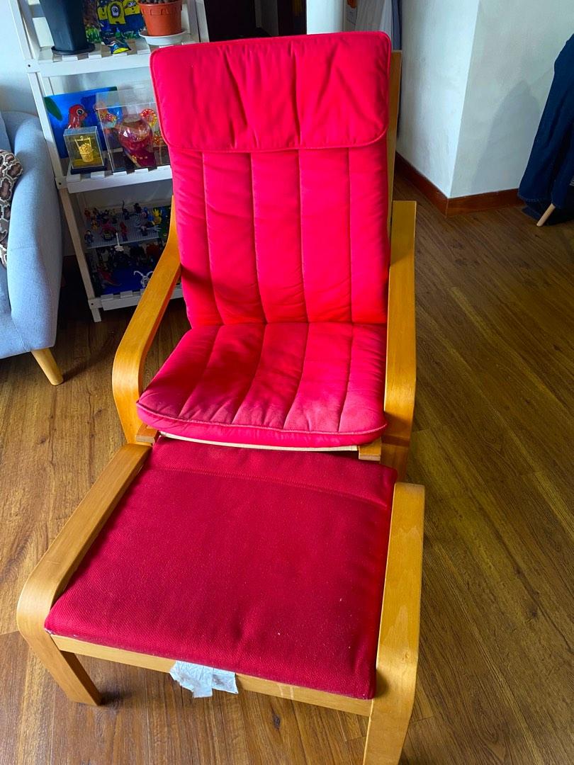 Ikea Poang Chair and Foot rest, Furniture & Home Living, Furniture