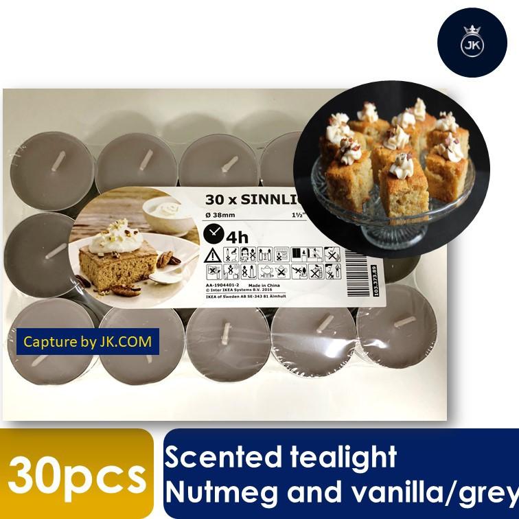 IKEA SINNLIG - 30pcs Scented Tealight Numteg & Vanilla/Grey, Furniture ...